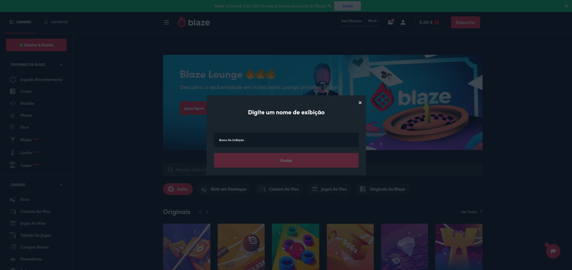 Registrar-se no cassino online Blaze