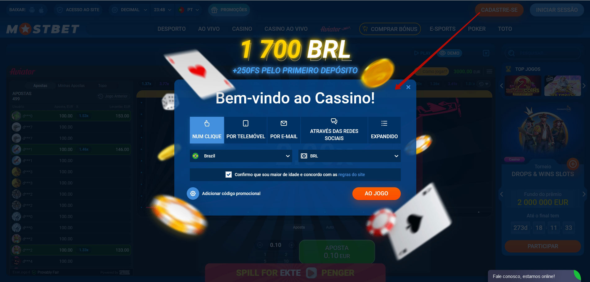 Registrar-se no casino online Mostbet